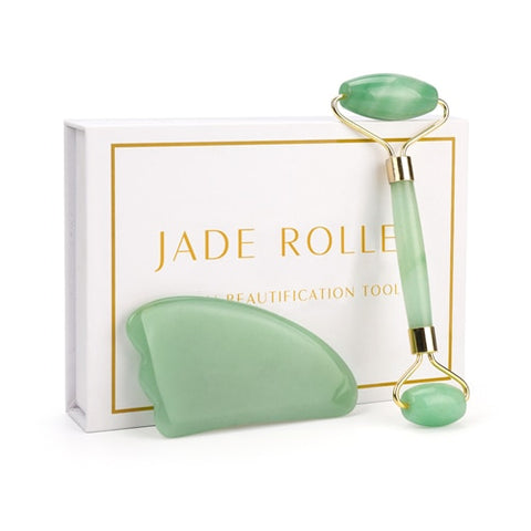 Jade Gua Sha Tool and Roller Box Set